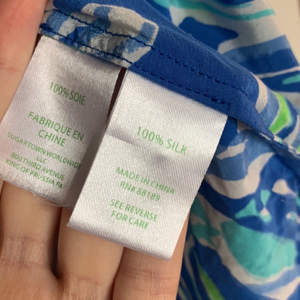 Lilly Pulitzer - Elsa Top - 100% Silk - Bamboo pattern - Sz XS - Picture 6 of 7